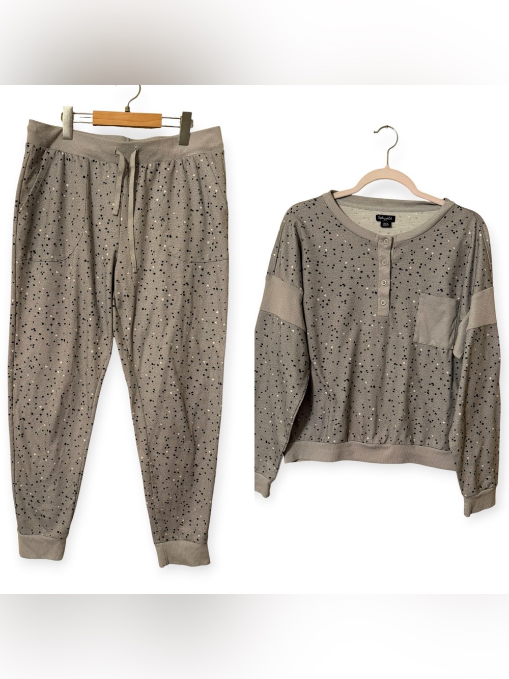 Splendid Grey  Speckled Pajamas Lounge set with Pockets size M